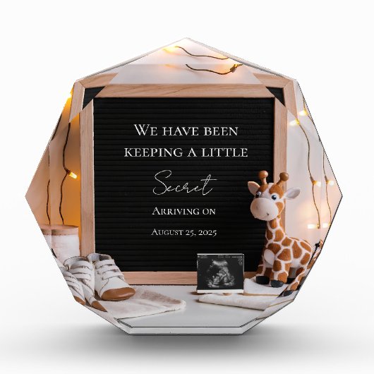 かわいい喜びのベビーキリン妊娠の発表 フォトブロック (正面)