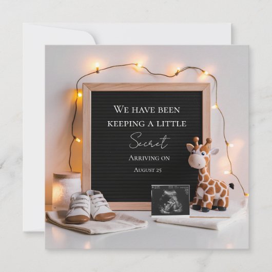 かわいい喜びのベビーキリン妊娠の発表 招待状 (正面)
