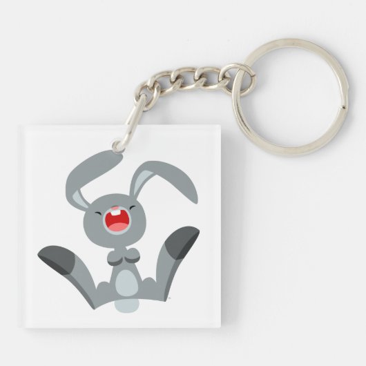 かわいい喜び漫画のウサギのアクリルキーチェーン キーホルダー (裏面)