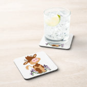 かわいい噛みマンガの牛コースターセット コースター (右側)