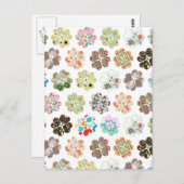 かわいい四つ葉のクローバーハート形 ポストカード (正面/裏面)