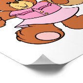 かわいい四角い踊りテディベアデザイン ポスター (角)