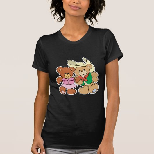 かわいい四角い踊りテディベアデザイン Tシャツ (正面)