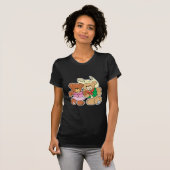 かわいい四角い踊りテディベアデザイン Tシャツ (正面フル)