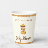 かわいい回転木馬の赤ちゃんシャワー男女兼用パーティー 紙コップ (正面)