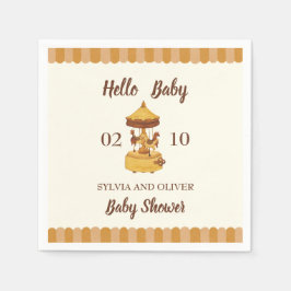 かわいい回転木馬男女兼用の赤ちゃんシャワー スタンダードカクテルナプキン