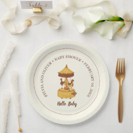 かわいい回転木馬男女兼用の赤ちゃんシャワー ペーパープレート