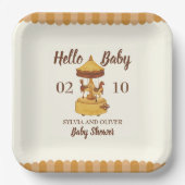 かわいい回転木馬男女兼用の赤ちゃんシャワー ペーパープレート (正面)