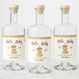 かわいい回転木馬男女兼用の赤ちゃんシャワー リキュールボトルラベル