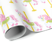 かわいい回転木馬馬タイルパーティー ラッピングペーパー (ロールコーナー)