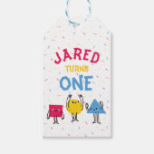 かわいい図形の最初の誕生祝い ギフトタグ (正面)