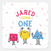 かわいい図形の最初の誕生祝い スクエアシール (正面)