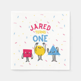 かわいい図形の最初の誕生祝い スタンダードカクテルナプキン