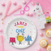 かわいい図形の最初の誕生祝い ペーパープレート (パーティー)