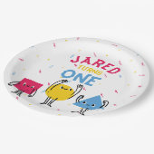 かわいい図形の最初の誕生祝い ペーパープレート (アングル)