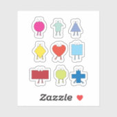 かわいい図形キャラクターイラストレーションデザイン シール (シート)