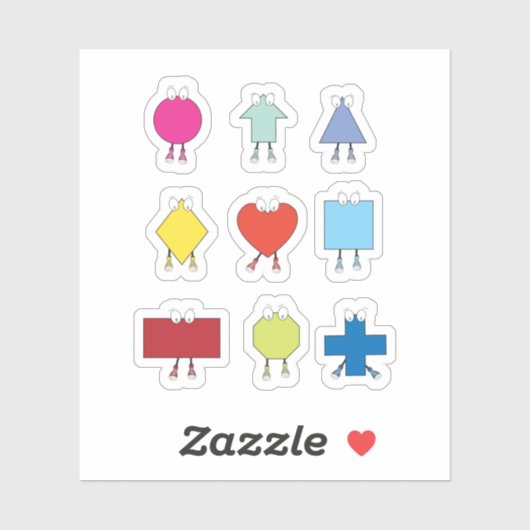 かわいい図形キャラクターイラストレーションデザイン シール (シート)