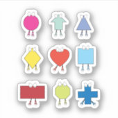 かわいい図形キャラクターイラストレーションデザイン シール (正面)