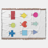 かわいい図形キャラクターイラストレーションデザイン スローブランケット (正面)
