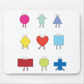 かわいい図形キャラクターイラストレーションデザイン マウスパッド (正面)