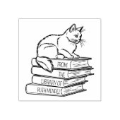 かわいい図書館の猫、カスタムブックプレート ラバースタンプ (インプリント)