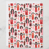 かわいい図解入りの、写真付きのこけし日本のスクラップブック紙 (裏面)