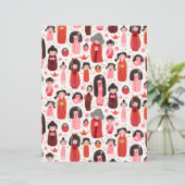 かわいい図解入りの、写真付きのこけし日本のスクラップブック紙 (スタンド正面)