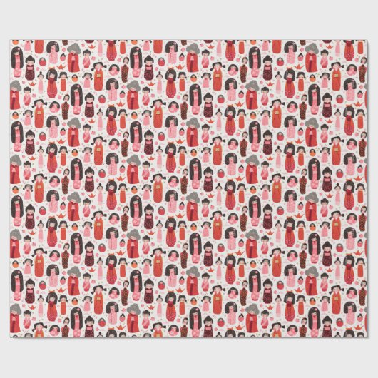 かわいい図解入りの、写真付きのこ日本のけし ラッピングペーパー (フラット)