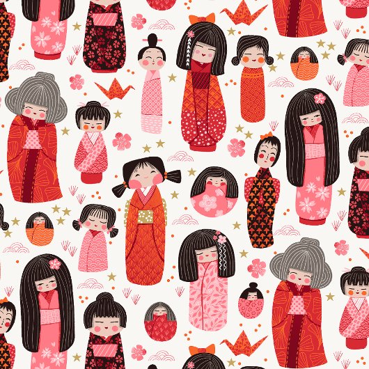 かわいい図解入りの、写真付きのこ日本のけし ラッピングペーパー