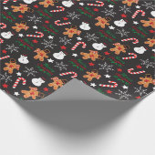 かわいい図解入りの、写真付きのクリスマスキャラクター ラッピングペーパー (角)