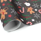 かわいい図解入りの、写真付きのクリスマスキャラクター ラッピングペーパー (ロールコーナー)