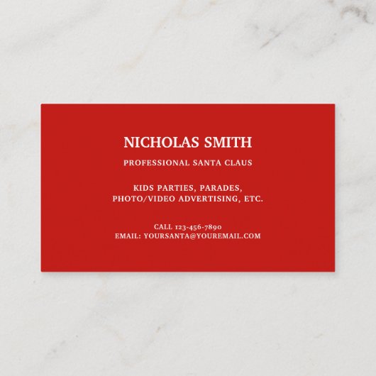 かわいい図解入りの、写真付きのクリスマスサンタクロース 名刺 (裏面)