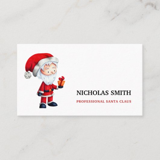 かわいい図解入りの、写真付きのクリスマスサンタクロース 名刺 (正面)