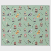 かわいい図解入りの、写真付きのクリスマスドッグズパターンホリデー ラッピングペーパー (フラット)