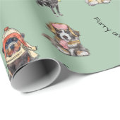 かわいい図解入りの、写真付きのクリスマスドッグズパターンホリデー ラッピングペーパー (ロールコーナー)