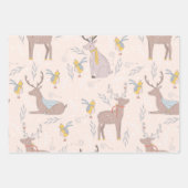 かわいい図解入りの、写真付きのクリスマス動物の休日 ラッピングペーパーシート (正面3)