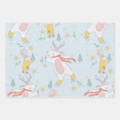 かわいい図解入りの、写真付きのクリスマス動物の休日 ラッピングペーパーシート (正面)