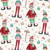 かわいい図解入りの、写真付きのクリスマス小妖精や小人 ラッピングペーパー