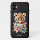 かわいい図解入りの、写真付きのヴィンテージスタイルフローラ猫 Case-Mate iPhoneケース (裏面)