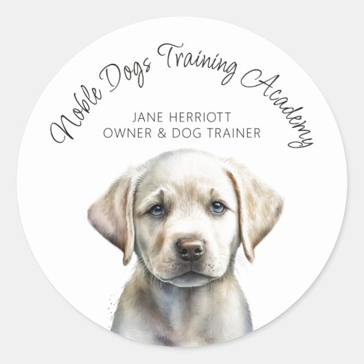 かわいい図解入りの、写真付きの子犬のトレーナー ラウンドシール (正面)