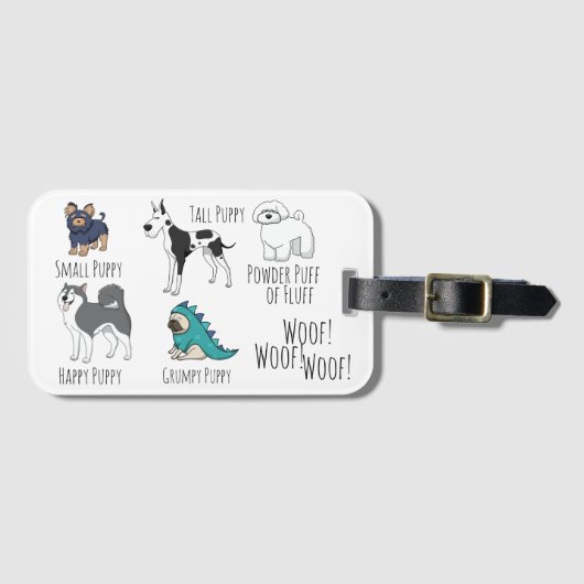 かわいい図解入りの、写真付きの子犬の詩 ラゲッジタグ (正面横)