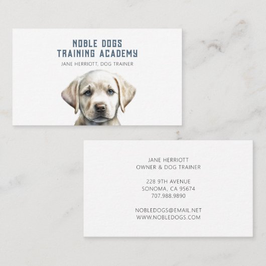 かわいい図解入りの、写真付きの子犬トレーナービジネスカード 名刺 (正面/裏面)