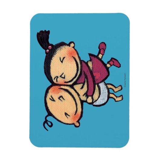 かわいい図解入りの、写真付きの幼児ハグ マグネット (縦)