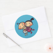 かわいい図解入りの、写真付きの幼児ハグ ラウンドシール (封筒)