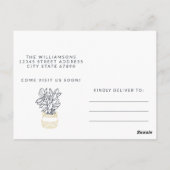 かわいい図解入りの、写真付きの植物引っ越しましたの新しいアドレス ポストカード (裏面)