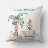 かわいい図解入りの、写真付きの海賊テーマと名前をカスタムする クッション (正面)