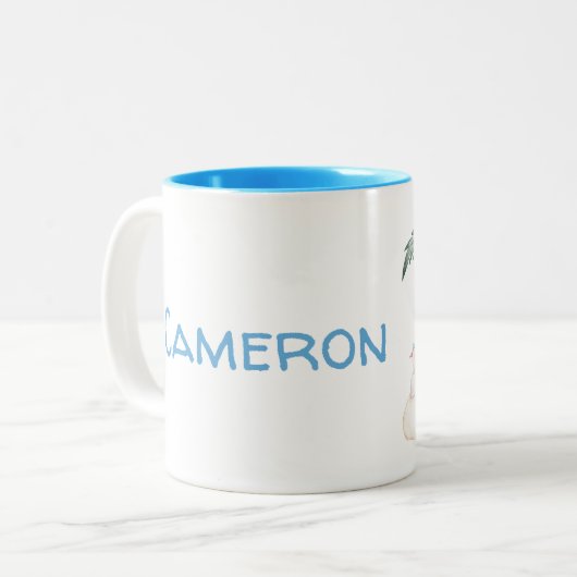 かわいい図解入りの、写真付きの海賊テーマと名前をカスタムする ツートーンマグカップ (正面左)