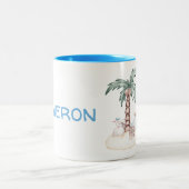 かわいい図解入りの、写真付きの海賊テーマと名前をカスタムする ツートーンマグカップ (中央)