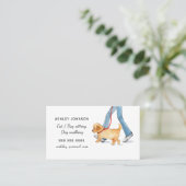 かわいい図解入りの、写真付きの犬歩くサービス 名刺 (スタンド正面)