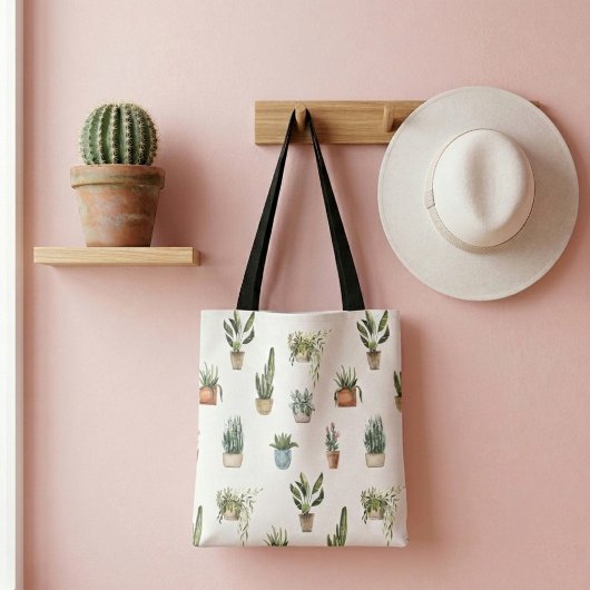 かわいい図解入りの、写真付きの部屋の植物のショッピングバッグ トートバッグ